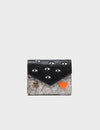 Fiona Black and Cream Leather Wallet - All Over Eyes Embroidery