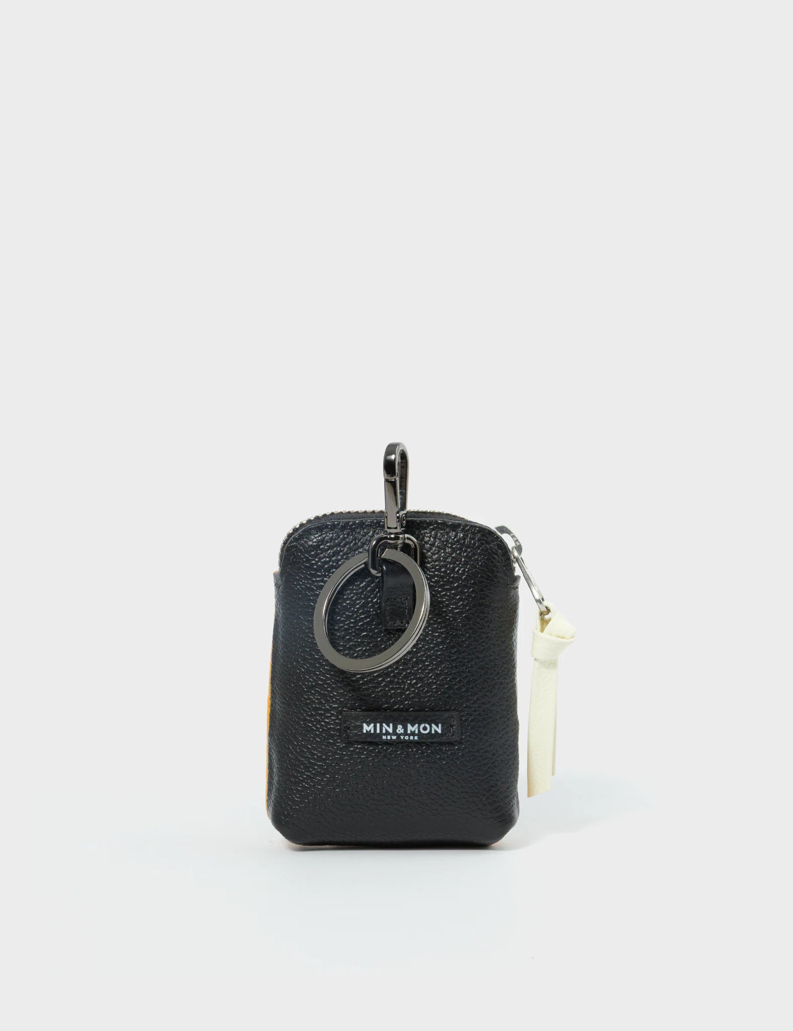 Florence Pouch Charm - Marigold Leather Keychain Funny Eyes Engraved - Back View