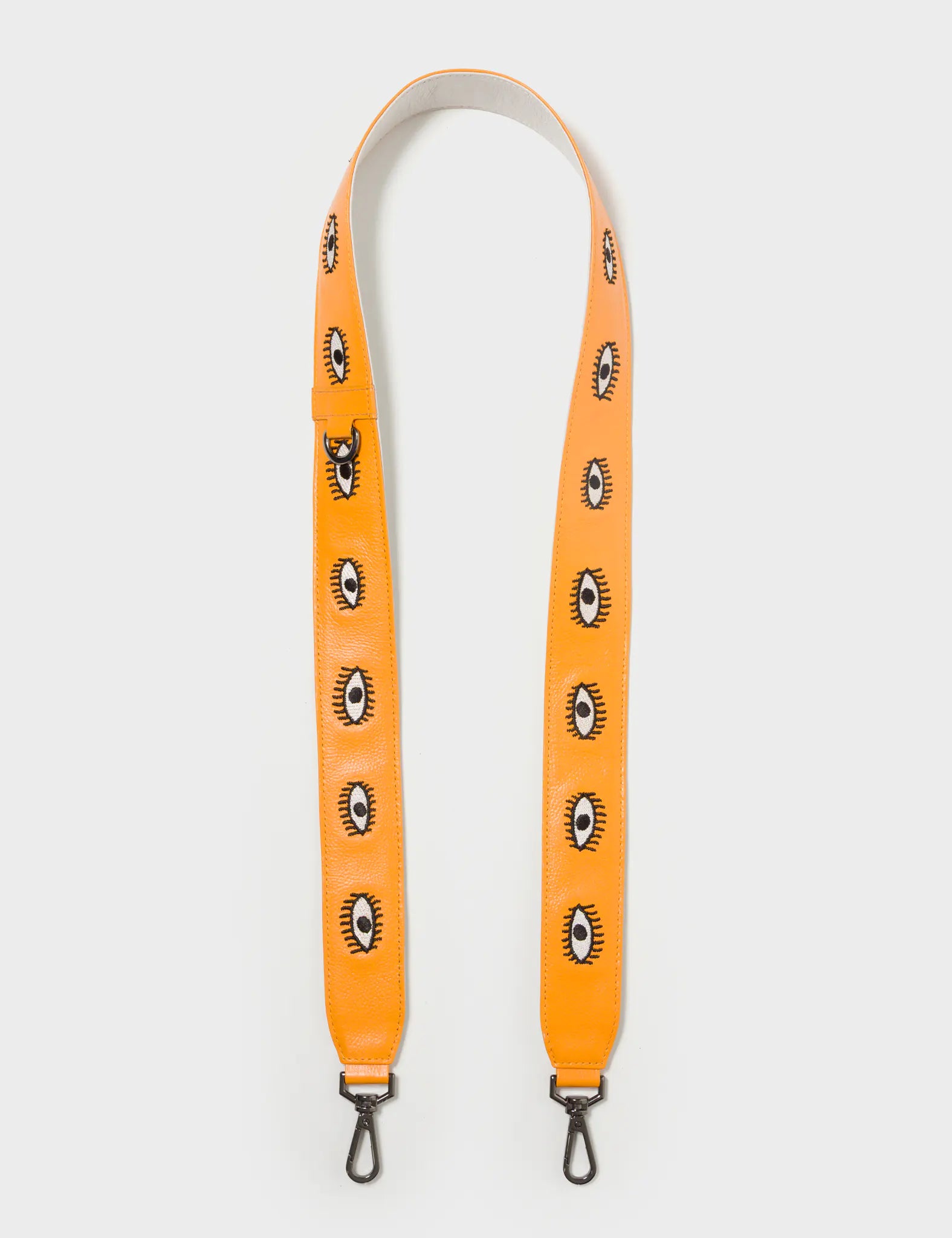 Detachable Marigold Leather Shoulder Strap - All Over Eyes Embroidery - Open View