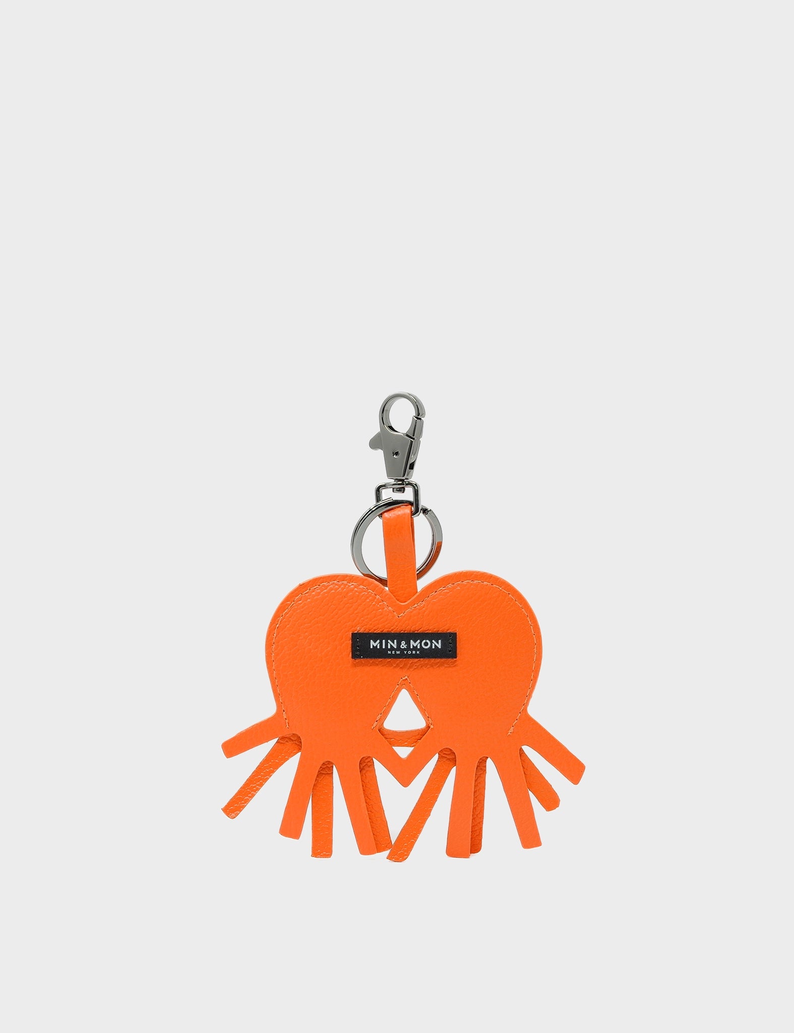 Octotwins Charm - Neon Orange Leather Keychain -  Back View