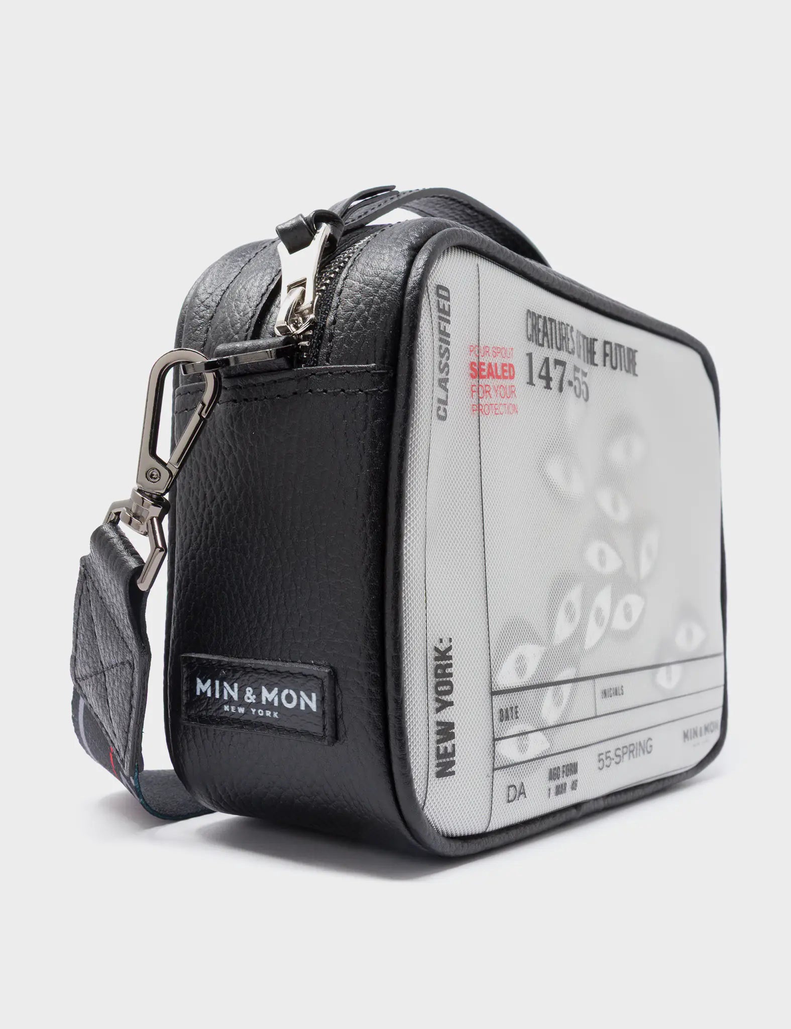 Verto Gray Leather Crossbody Bag - Classified Design - Side View