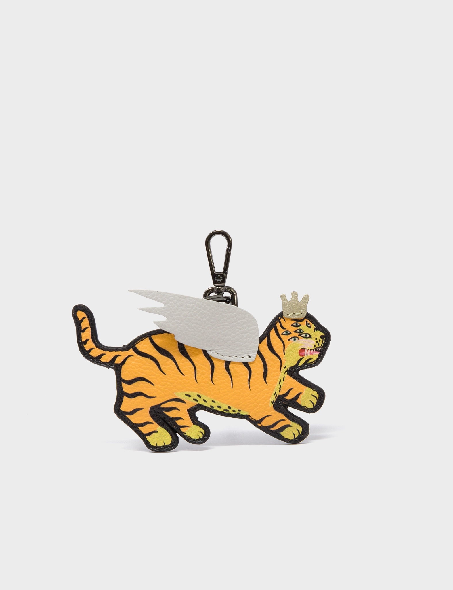 Theo the Tiger - Yellow Leather Keychain - Front View